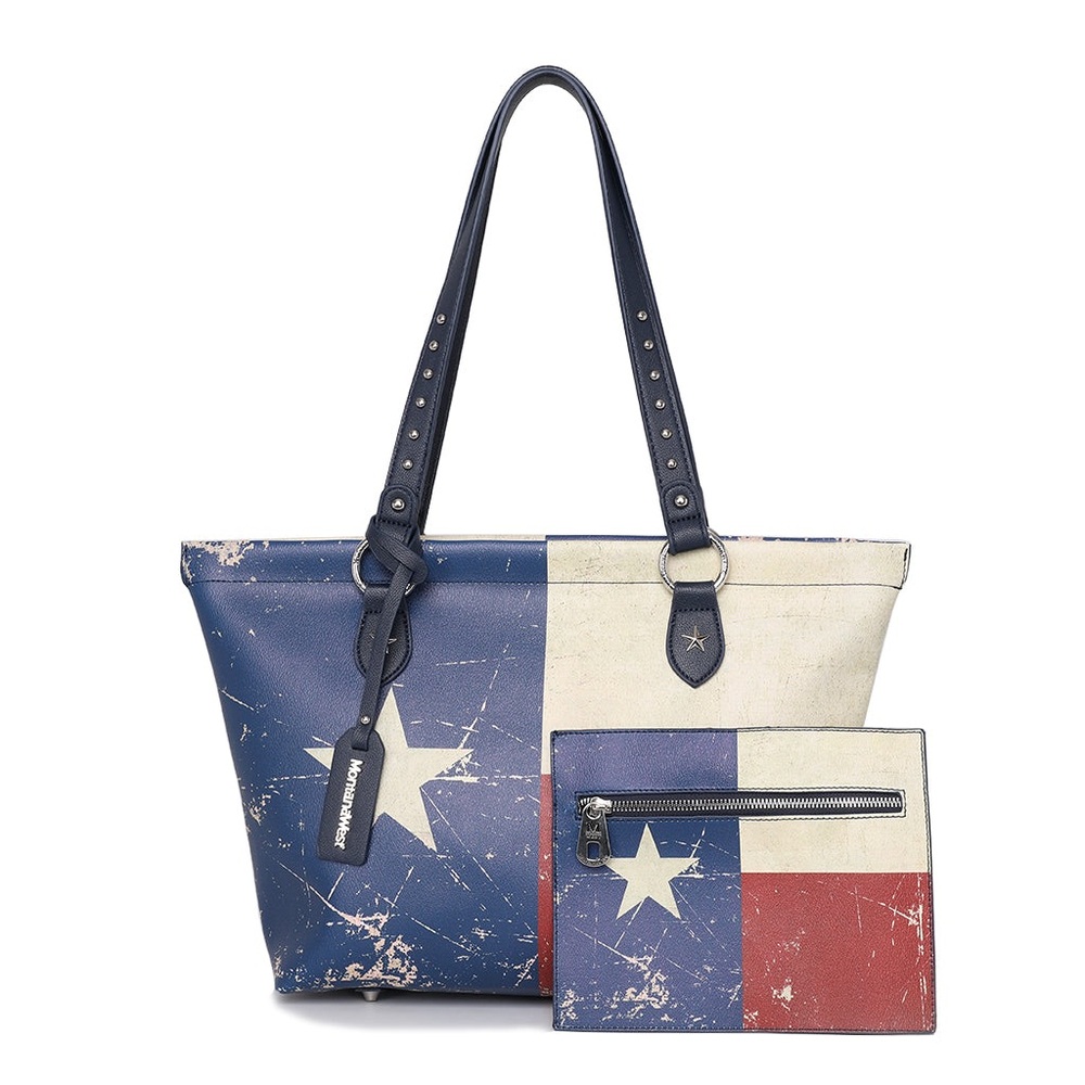 Montana West Texas Flag Design Tote Bag - Navy